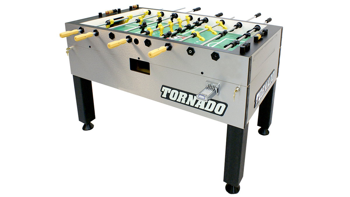 Tornado Platinum Tour Edition T-3000 Tournament Foosball Table Soccer Game - 3 Goalie - Silver - Coin Operated
