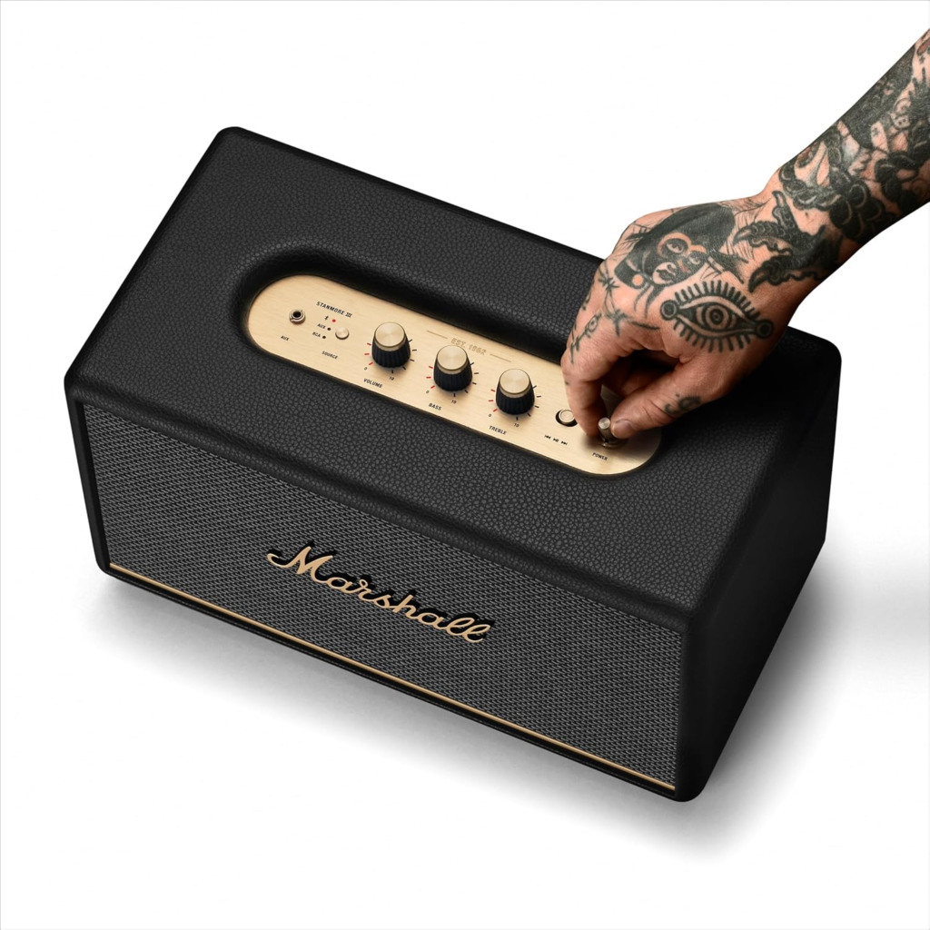 Marshall Stanmore III Bluetooth Home Speaker - Loud Stereo Sound with Bass and Treble Controls | Plug-in Powered | Record Player Compatible 
